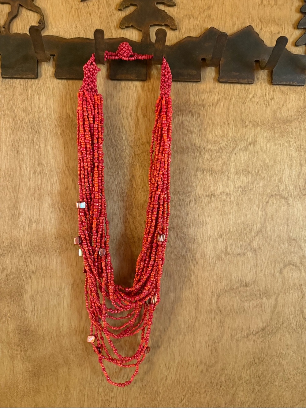 Red Multi-Strand Beaded Necklace - Women Jewelry